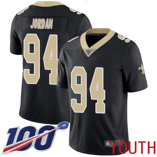 New Orleans Saints Limited Black Youth Cameron Jordan Home Jersey NFL Football 94 100th Season Vapor Untouchable Jersey